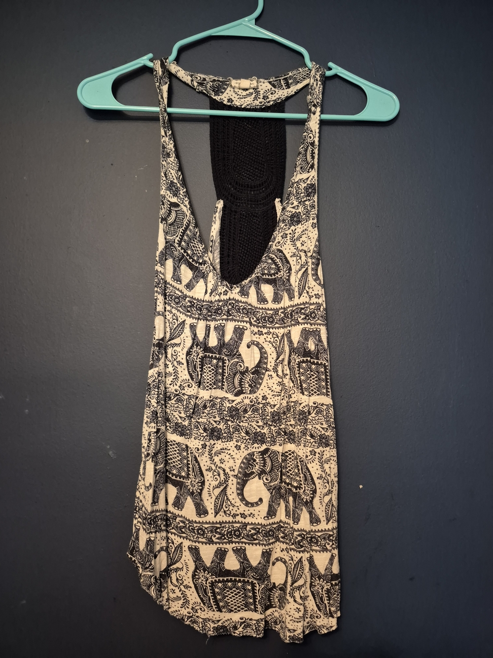 Eyeshadow Navy and Cream Elephant Racerback Tank